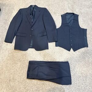 Vintage Botany 500 Suit Mens 40 30x30 Blue Pinstripe 3 Piece Vest Classic Fit